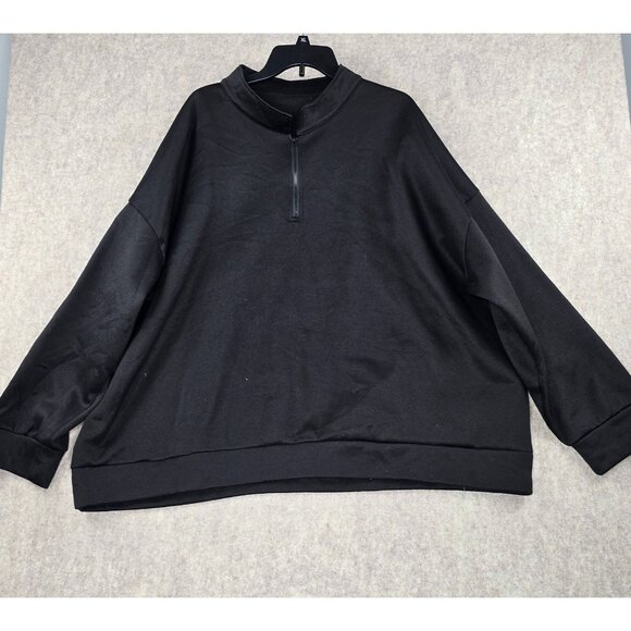 Black Mens 7XL Pullover Half-Zip Sweatshirt Polyester Blend Relaxed Fit - Picture 1 of 7